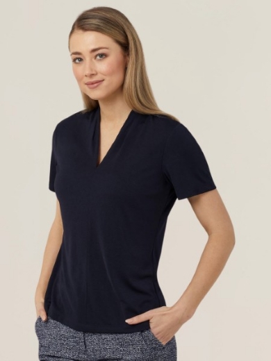 Picture of NNT Ladies Matt Jersey V Neck Short Sleeve Top